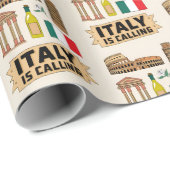 ヴィンテージ旅行イタリア象徴的シンボル ラッピングペーパー (ロールコーナー)