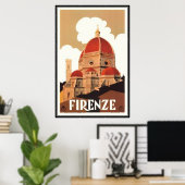 ヴィンテージ旅行イタリア,フィレンツェ – ポスター (ホームオフィス)