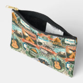 ヴィンテージ旅行エクスプローラーパターン アクセサリーポーチ (見開き)