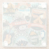 ヴィンテージ旅行エクスプローラーパターン ガラスコースター (裏面)