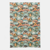 ヴィンテージ旅行エクスプローラーパターン キッチンタオル (縦)