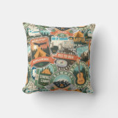 ヴィンテージ旅行エクスプローラーパターン クッション (正面)