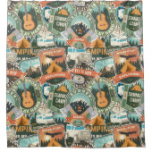 ヴィンテージ旅行エクスプローラーパターン シャワーカーテン (正面)