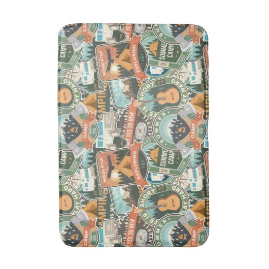 ヴィンテージ旅行エクスプローラーパターン バスマット (正面縦)