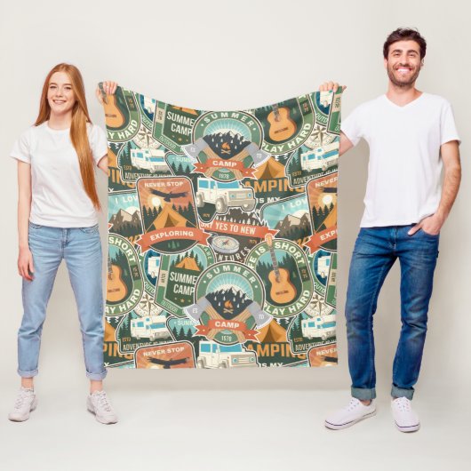 ヴィンテージ旅行エクスプローラーパターン フリースブランケット (インサイチュ)