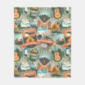 ヴィンテージ旅行エクスプローラーパターン フリースブランケット (正面)