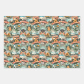 ヴィンテージ旅行エクスプローラーパターン ラッピングペーパーシート (正面3)