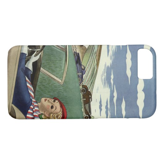 ヴィンテージ旅行エレガント、コンバーチブルカーの女性 Case-Mate iPhoneケース (裏面(横))