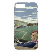 ヴィンテージ旅行エレガント、コンバーチブルカーの女性 Case-Mate iPhoneケース (裏面)