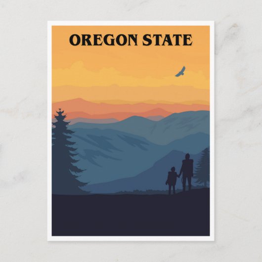 ヴィンテージ旅行オレゴン州統一された州レトロ ポストカード (正面)