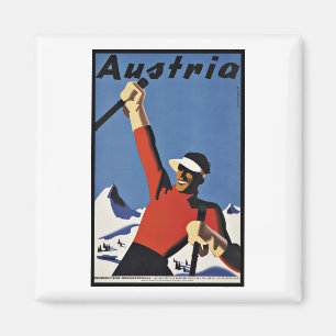 ヴィンテージ旅行オーストリアのスキースポーツ マグネット