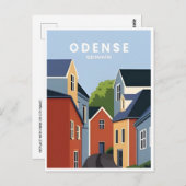 ヴィンテージ旅行オーデンセスデンマークの都会住宅 ポストカード (正面/裏面)