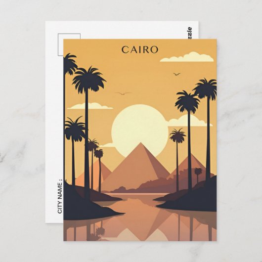 ヴィンテージ旅行カイロエジプトピラミッド&スフィンクス・ギザ ポストカード (正面/裏面)
