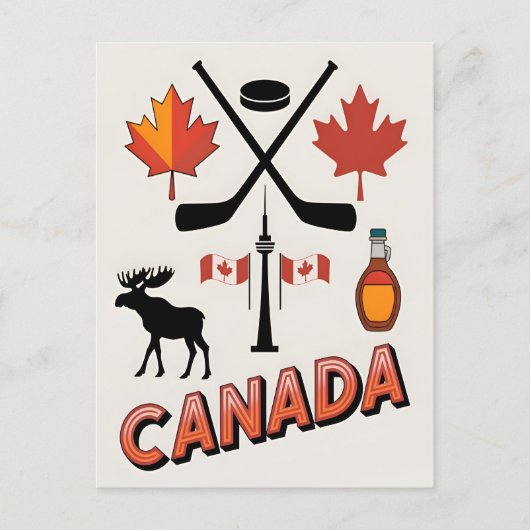 ヴィンテージ旅行カナダ国家アイコンベクトルスタイル ポストカード (正面)