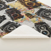 ヴィンテージ旅行カメラパターン シェルパブランケット (3/4)