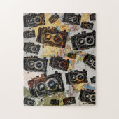 ヴィンテージ旅行カメラパターン ジグソーパズル (縦)