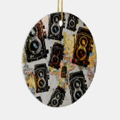 ヴィンテージ旅行カメラパターン セラミックオーナメント (右)