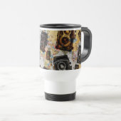 ヴィンテージ旅行カメラパターン トラベルマグ (正面右)