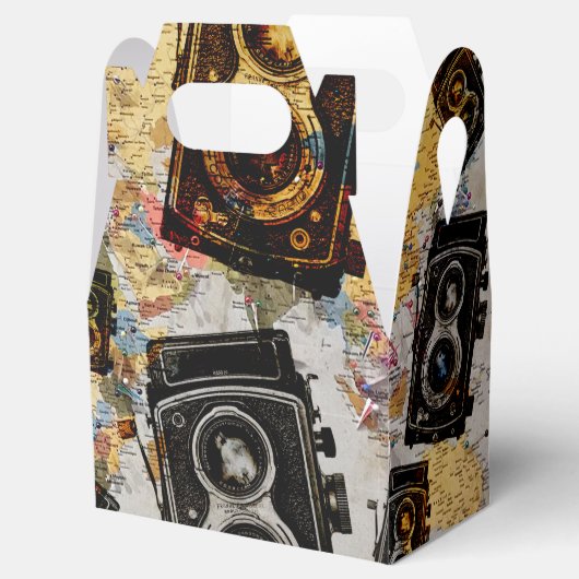 ヴィンテージ旅行カメラパターン フェイバーボックス (オープン)