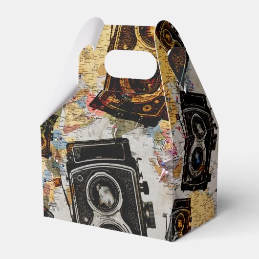 ヴィンテージ旅行カメラパターン フェイバーボックス (正面サイド)