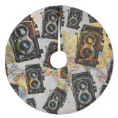 ヴィンテージ旅行カメラパターン フリース ツリースカート (正面)