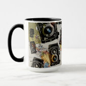 ヴィンテージ旅行カメラパターン マグカップ (左)