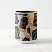 ヴィンテージ旅行カメラパターン マグカップ (中央)