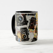 ヴィンテージ旅行カメラパターン マグカップ (正面左)