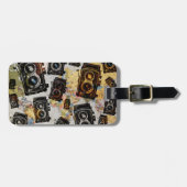 ヴィンテージ旅行カメラパターン ラゲッジタグ (正面横)