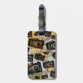 ヴィンテージ旅行カメラパターン ラゲッジタグ (裏面縦)