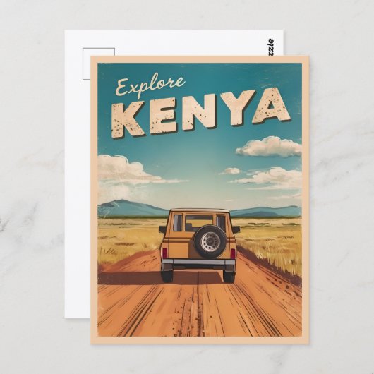 ヴィンテージ旅行ケニヤアフリカ風景レトロ風光明媚 ポストカード (正面/裏面)