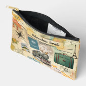 ヴィンテージ旅行コラージュ小 アクセサリーポーチ (見開き)