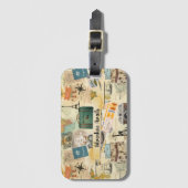 ヴィンテージ旅行コラージュ荷物タグ ラゲッジタグ (正面縦)