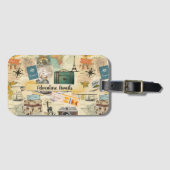 ヴィンテージ旅行コラージュ荷物タグ ラゲッジタグ (正面横)