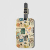 ヴィンテージ旅行コラージュ荷物タグ ラゲッジタグ (正面縦)