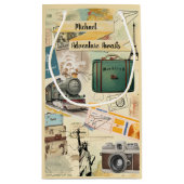 ヴィンテージ旅行コラージュ2 スモールペーパーバッグ (裏面)