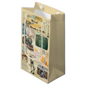 ヴィンテージ旅行コラージュ2 スモールペーパーバッグ (正面アングル)