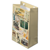 ヴィンテージ旅行コラージュ2 スモールペーパーバッグ (裏面アングル)