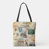 ヴィンテージ旅行コラージュ トートバッグ (裏面)
