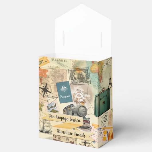 ヴィンテージ旅行コラージュ フェイバーボックス (オープン)