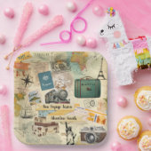 ヴィンテージ旅行コラージュ ペーパープレート (パーティー)