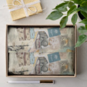 ヴィンテージ旅行コラージュ 薄葉紙 (ギフト)