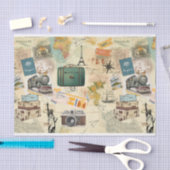 ヴィンテージ旅行コラージュ 薄葉紙 (クラフト)