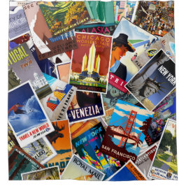 ヴィンテージ旅行コラージュNo.1シャワーカーテン シャワーカーテン