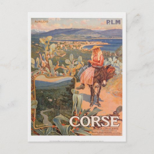 ヴィンテージ旅行コルシカ、アジャッチオ –  ポストカード (正面)