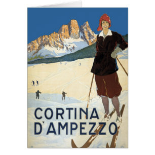 ヴィンテージ旅行コルティーナd'Amperzzo, Italy Ski Alps