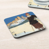 ヴィンテージ旅行コルティーナd'Amperzzo, Italy Ski Alps コースター (左側)