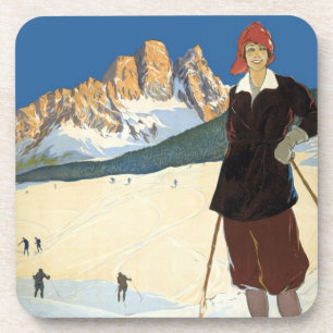 ヴィンテージ旅行コルティーナd'Amperzzo, Italy Ski Alps コースター