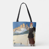 ヴィンテージ旅行コルティーナd'Amperzzo, Italy Ski Alps トートバッグ (裏面)