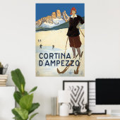 ヴィンテージ旅行コルティーナd'Amperzzo, Italy Ski Alps ポスター (ホームオフィス)